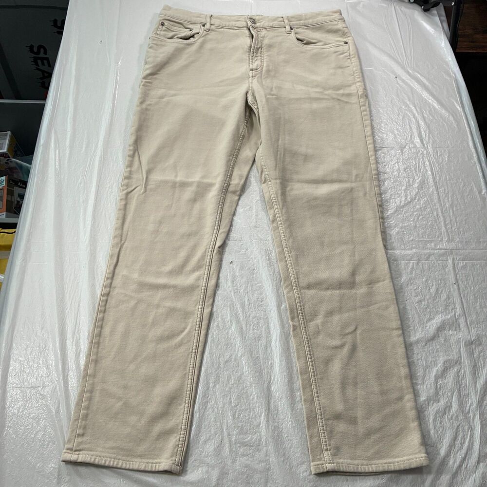 Faherty Stretch Terry 5 Pocket Pants Men 36X31 (TAG 36X32) Beige Stone Soft